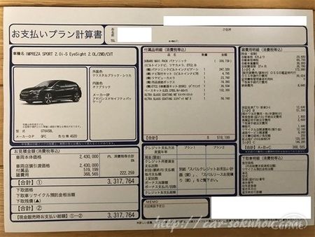 新型xvの2 0lの見積もりを公開 インプレッサとの乗り出し価格の差は の写真 7枚目