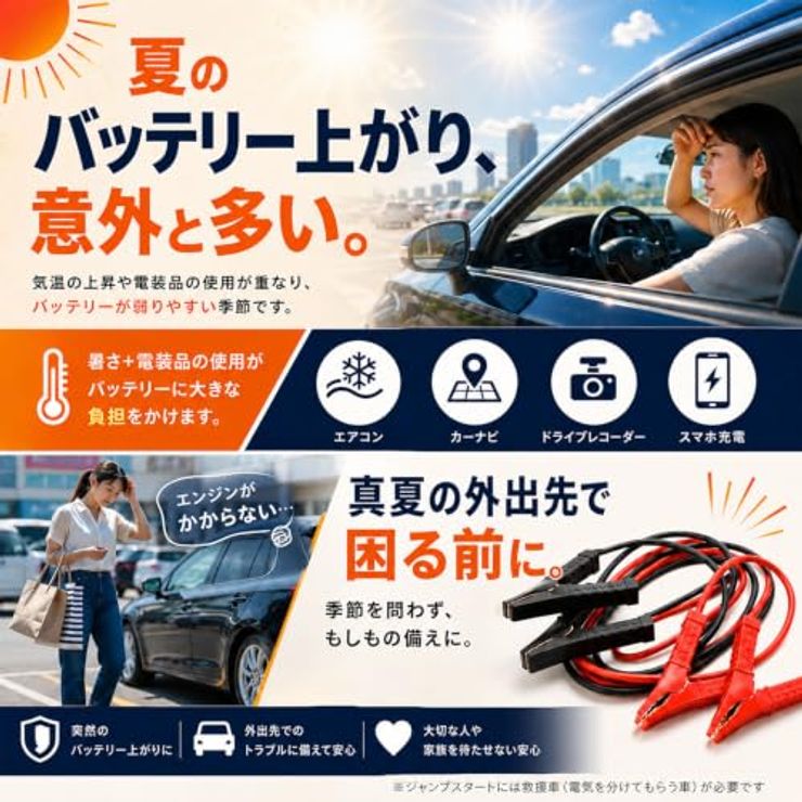 ブースターケーブル 12/24V 100A 3.5M I-50