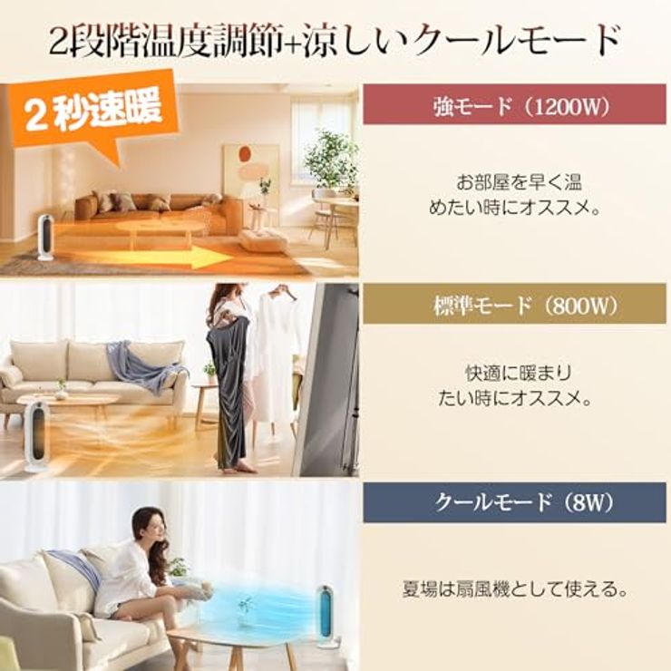 人感センサー付きセラミックヒーター S720