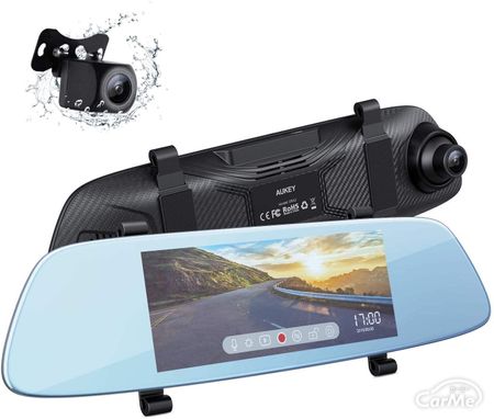 AUKEY ドライブレコーダー 前後カメラ ミラー型 前後一体式 ドラレコ 1080PフルHD タッチパネル 6.8イン