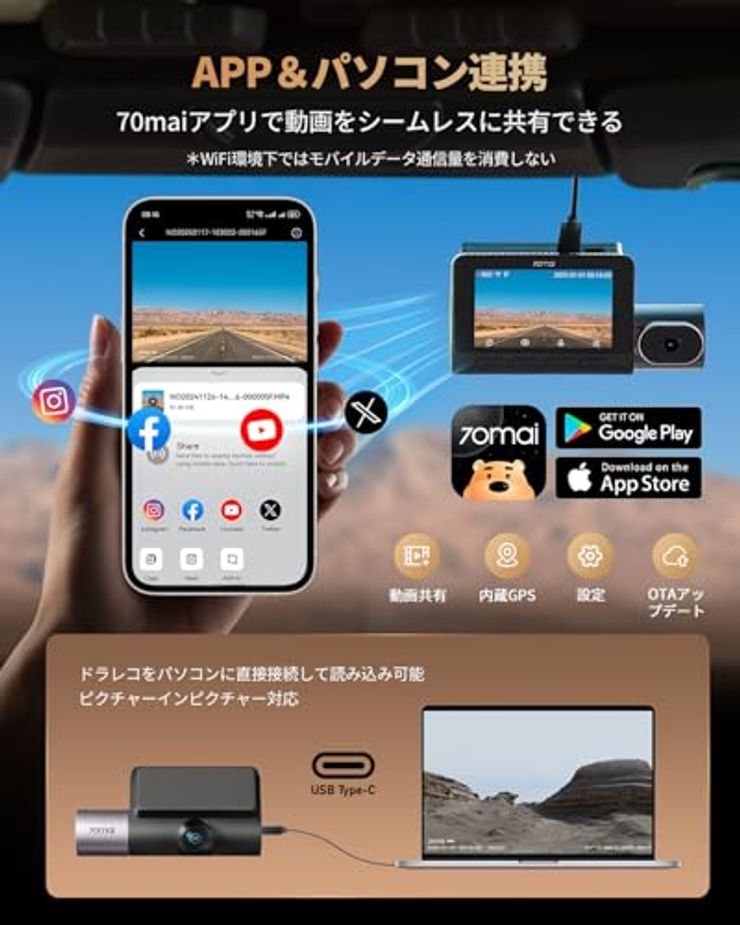 70mai Dash Cam 4K T800　ぬぬ