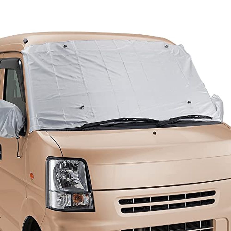 アイメディア(Aimedia) カーフロントカバー 軽自動車用 車サンシェード 防水 雪対策 凍結防止カバー サイドミ…