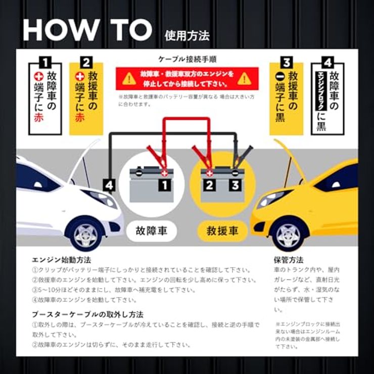 車用バッテリーブースターケーブル 12/24V 200A 5.0m EM-381