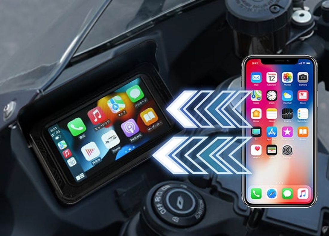 【バイク用】Apple CarPlay対応、一体型防水・防塵設計の5インチモニター「KG69」