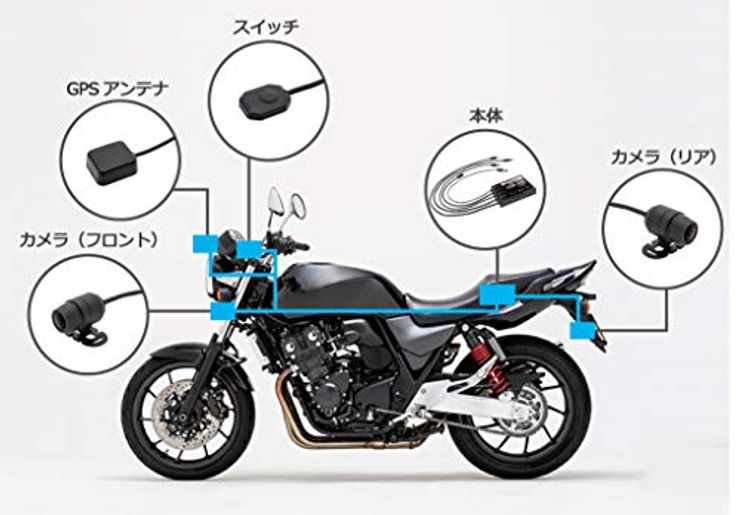 バイク専用ドライブレコーダー 前後2カメラ+GPS搭載ハイスペックモデル EDR-21GA