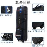 ゴルフバックカバー 折りたたみ式 ブラック&レッド