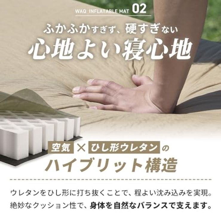 キャンプマット 厚手 8cm インフレーターマット (ブラック)