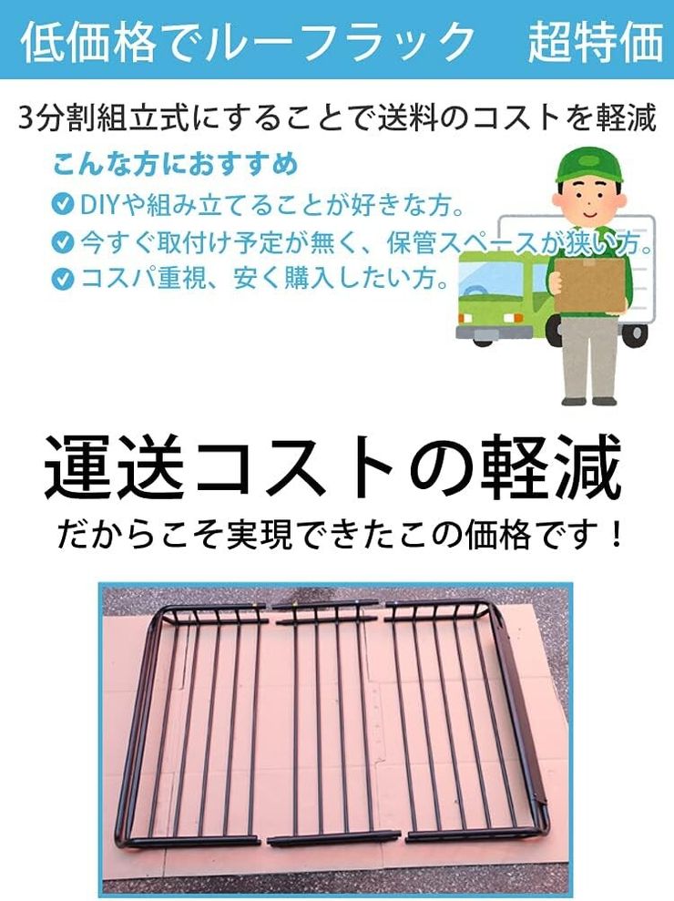 e-choice ルーフラック スチール ルーフキャリア カーゴラック ルーフバスケット　３