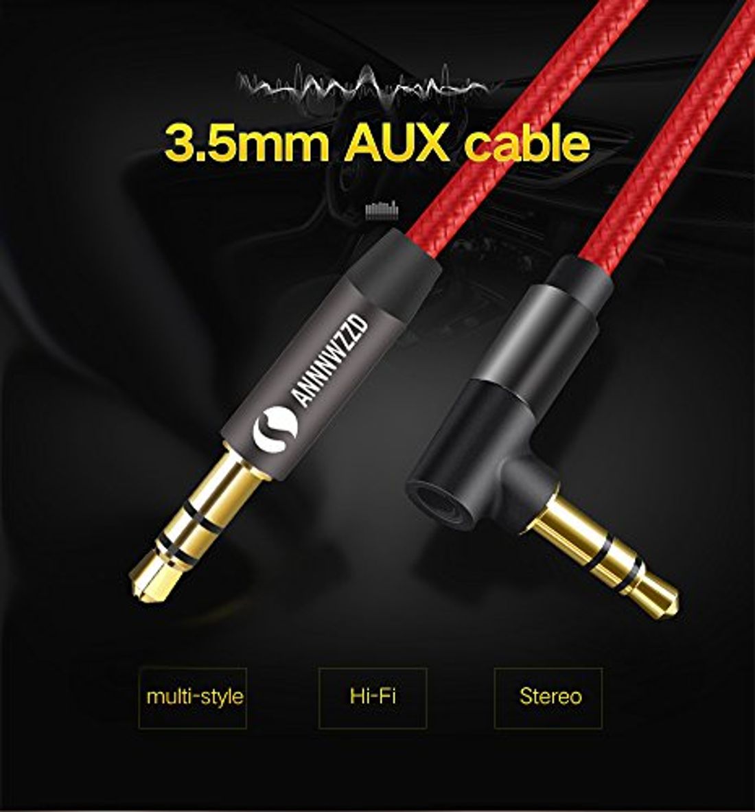 Haoyu オーディオケーブル 高耐久 2m Auxケーブル ステレオミニプラグ 標準3 5mm Iphone 車 Android 赤 Ipad スピーカー