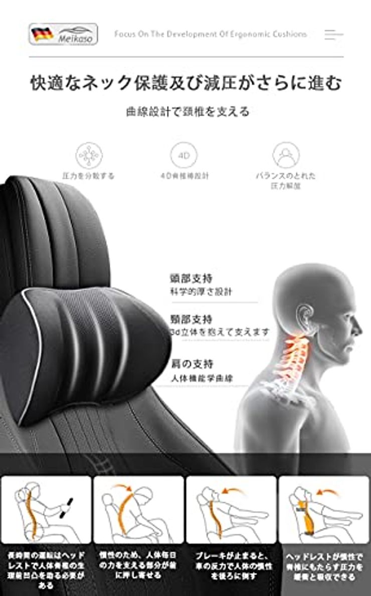 ネックパッド 車 クッション  (1-ブラック)