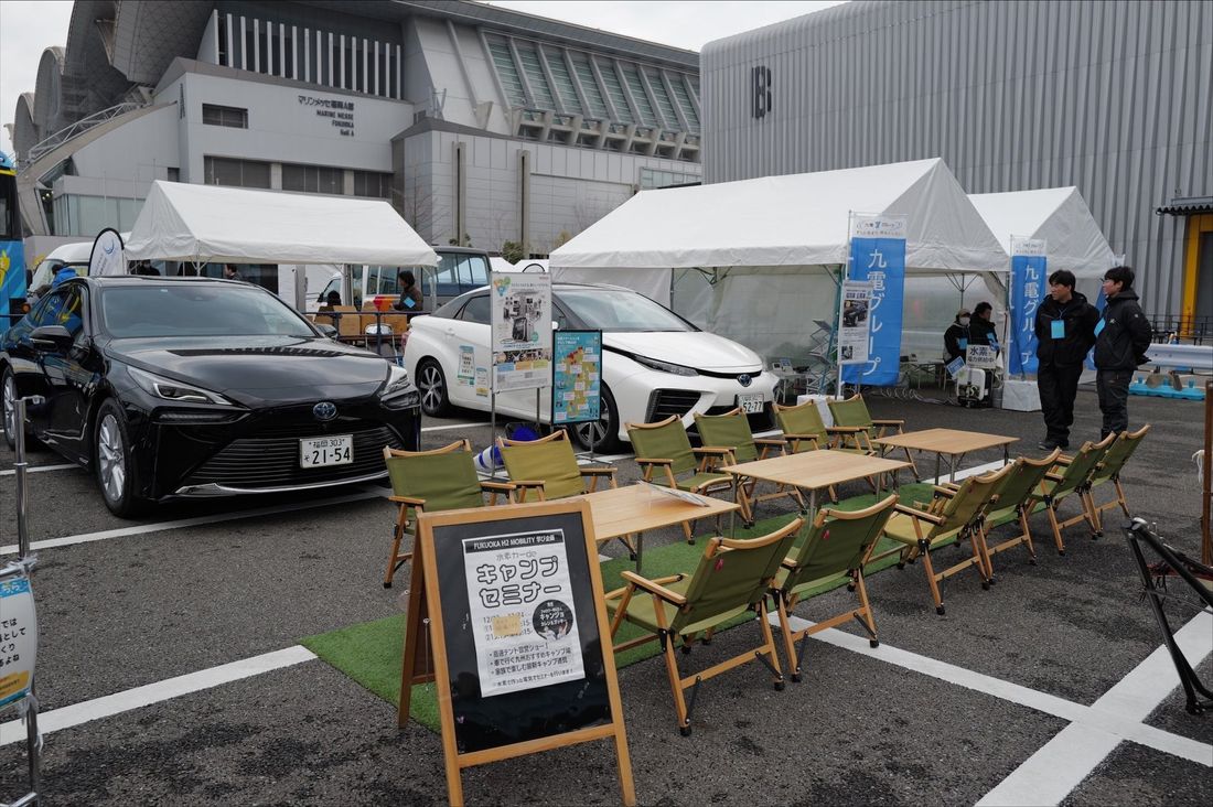 福岡モビリティーショー2023にて、キャンプ女子株式会社はモビリティとキャンプの未来を提案。FCEV・MIRAIと九州…