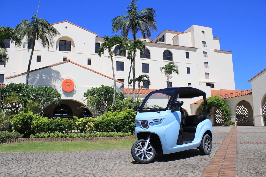 電動トゥクトゥクレンタルの「えもび」が沖縄本島に初上陸!ホテル日航アリビラと提携し、7月7日(金)よりレンタル開始