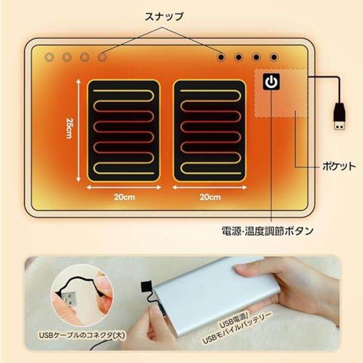電気毛布 USBブランケット(ブルー)