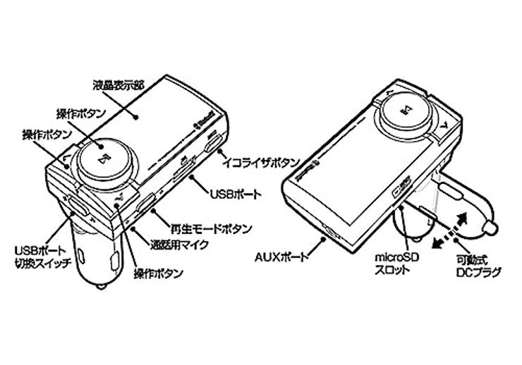 カシムラ Bluetooth FMトランスミッター イコライザー AUX MP3プレーヤー付 大画面液晶 microS…