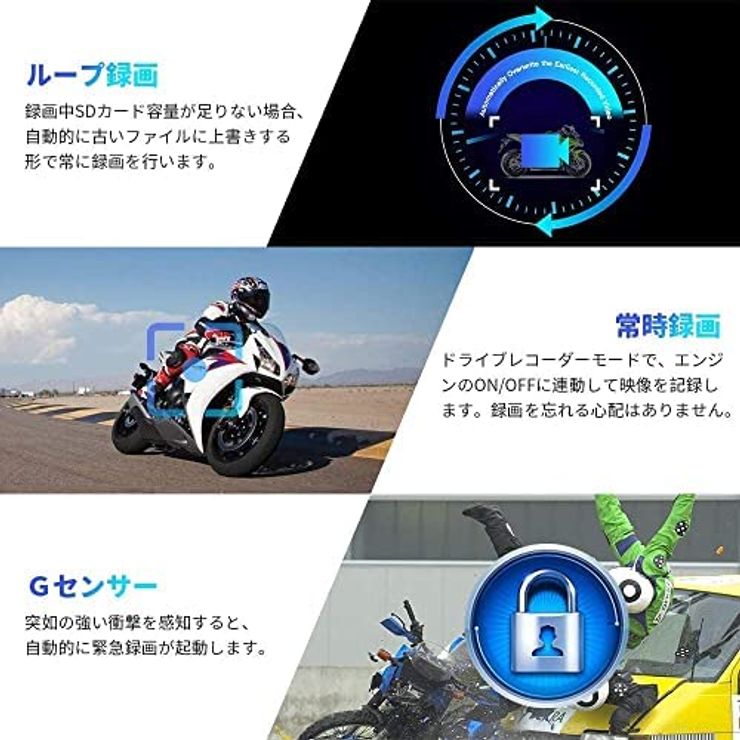 バイク用ドライブレコーダー 前後カメラ SONY IMX323センサー P6F-3.0版