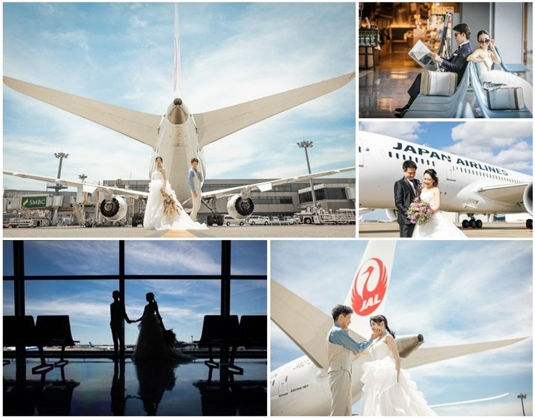 日本航空の飛行機を前に、心に残るウェディング写真を――「成田空港フォトウェディングプラン」を7月1日から販売開始します