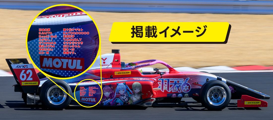 あなたの名前を載せて、フォーミュラレースで戦う!『ユピテル 羽衣6号 ネームデカールキャンペーン』を実施
