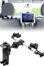 サンワダイレクト タブレット 車載ホルダー 後部座席 ヘッドレスト 真ん中設置可能 12.9インチまで対応 工具不要　１