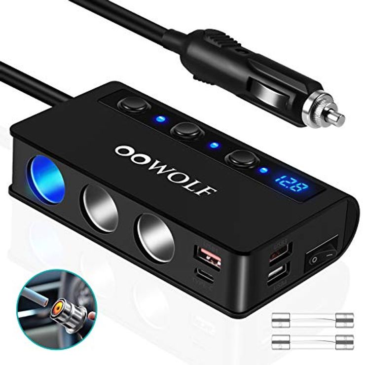 【Quick Charge3.0 搭載】OOWOLF シガーソケット 3連 180W/3ソケット/USB×4ポート...