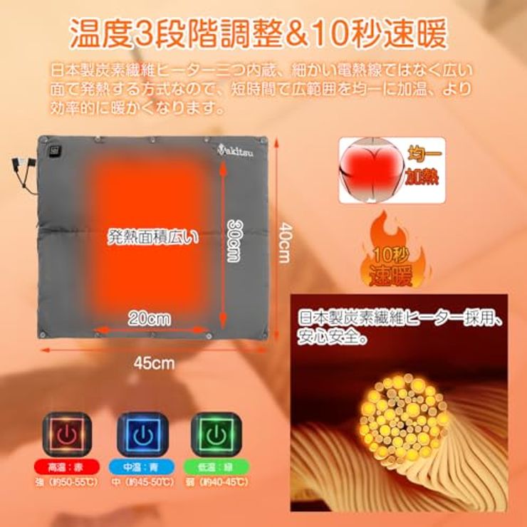 ホットマット USB 電気マット（グレー）